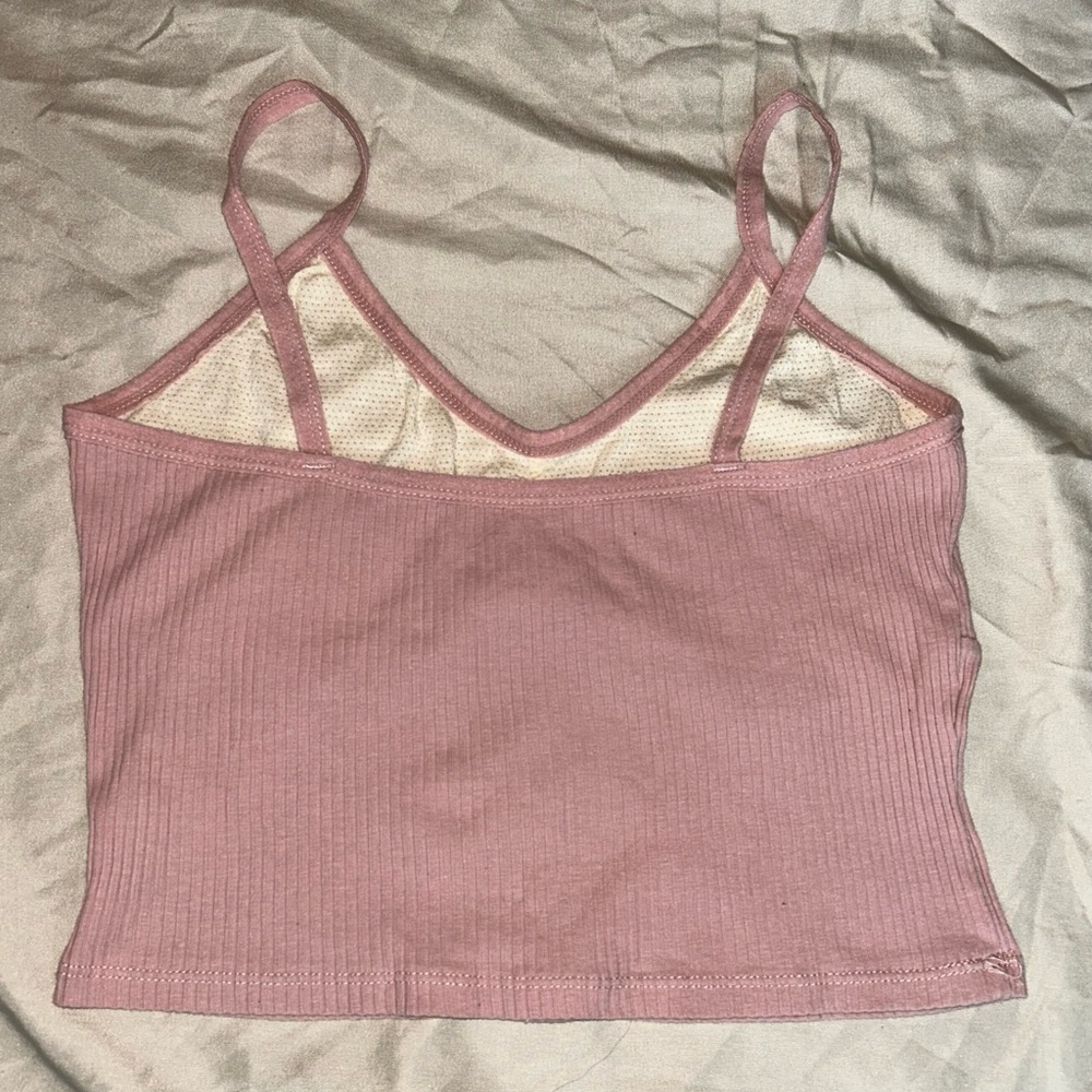 Pink Ribbed Button-Up Crop Top - Picture 2 of 2